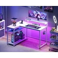 thumbnail image 2 of MOTPK White L Shaped Gaming Desk with Power Outlet, Reversible Computer Desk with Height Adjustable Monitor Stand, Coner Desk 43inch with LED Lights, Home Office Desk, 2 of 7
