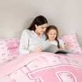 thumbnail image 4 of Erosebridal Kawaii Pink Ribbon Bowknot Girl Twin Comforter Sets 3-Piece,Teens Kids Love Heart Letter Monogrammed B Bedding Set,Pink Reversible, 4 of 6
