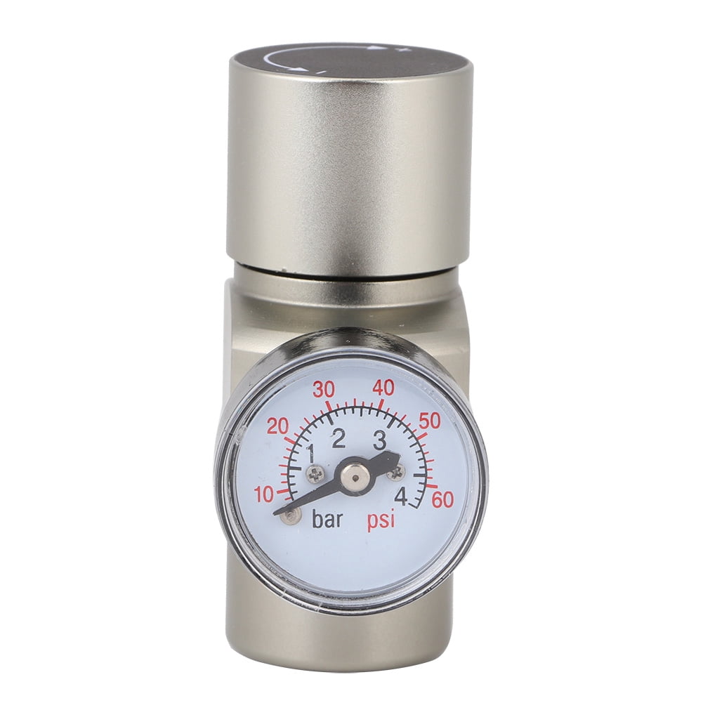 LAZIOEGR Stainless Steel 3/8in Quick Connector CO2 Mini Regulator Pressure Gauge 0-45psi for Soda Container and Home Brewing Beer Keg Systems (3.4x2.6in / 8.5x6.5cm)