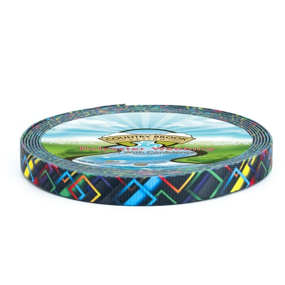 Country Brook Design - Memphis 90s Polyester Webbing (1/2 Inch, 10 Yards)