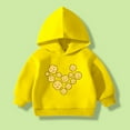 thumbnail image 2 of Toddler Sweatshirt Fall Toddler Kids Hoodies Colorful Heart Print Long Sleeve Hooded Sweatshirt Breathable Soft Casual Top Hoodies for Girls Yellow 5 Years-6 Years, 2 of 7