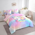 thumbnail image 4 of Homewish Magic Unicorn Animal Bedding Comforter Set 7 Pieces, Dreamy Rainbow Print Full Bedding Set, Dreamy Fairy Tale Reversible Fitted Sheet Flat Sheet, Ultra Soft Bedroom Decor, 4 of 8