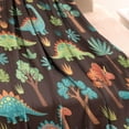 thumbnail image 3 of DarkBrown Cartoon Dinosaurs Forest Pattern Blanket,Comfortable Soft Flannel Throw Blanket,All Season,Warm Lightweight Blankets for Sofa Bed Couch Living Room Chair,30"x40", 3 of 4