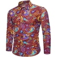 thumbnail image 2 of Camisas de discoteca de los años 70 para hombre, camisas casuales, camisas florales vintage de manga larga, cárdigan con solapa de botones, camisas de gran tamaño para hombre, 2 of 4