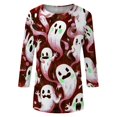 thumbnail image 5 of Crew Neck Halloween Shirts for Women 3/4 Length Sleeve Fall Tunic Tops Funny Bat,Ghost,Pumpkin Graphic Loose Casual Basic Blouse, 5 of 6