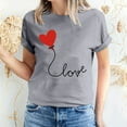 thumbnail image 2 of Savings Women's Valentine's Day Short Sleeve Shirts Cute Print Casual Basic Tee Tunic Crew Neck Graphic Blouses Tops (M, Gray), 2 of 5