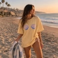 thumbnail image 4 of Women's Mermaid Seashell Graphic T-Shirt, Coastal Beach Summer Shirt, 4 of 4