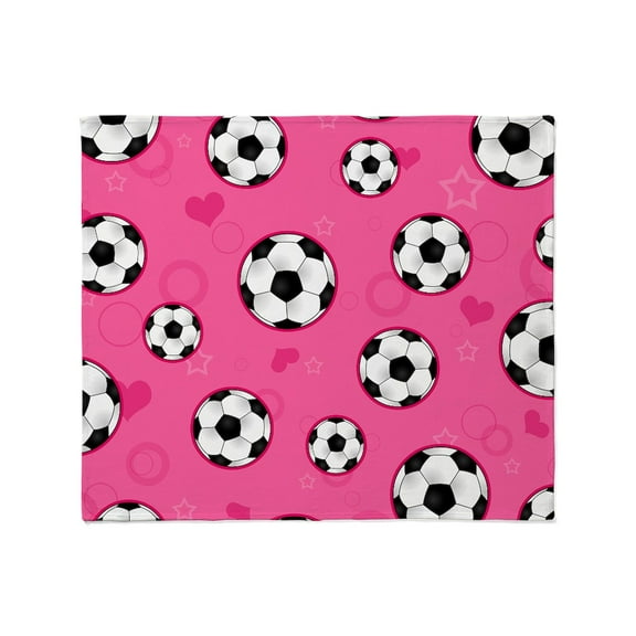 CafePress - Cute Soccer Ball Print Pink Throw Blanket - Soft Fleece Throw Blanket, 50"x60" for All Ages