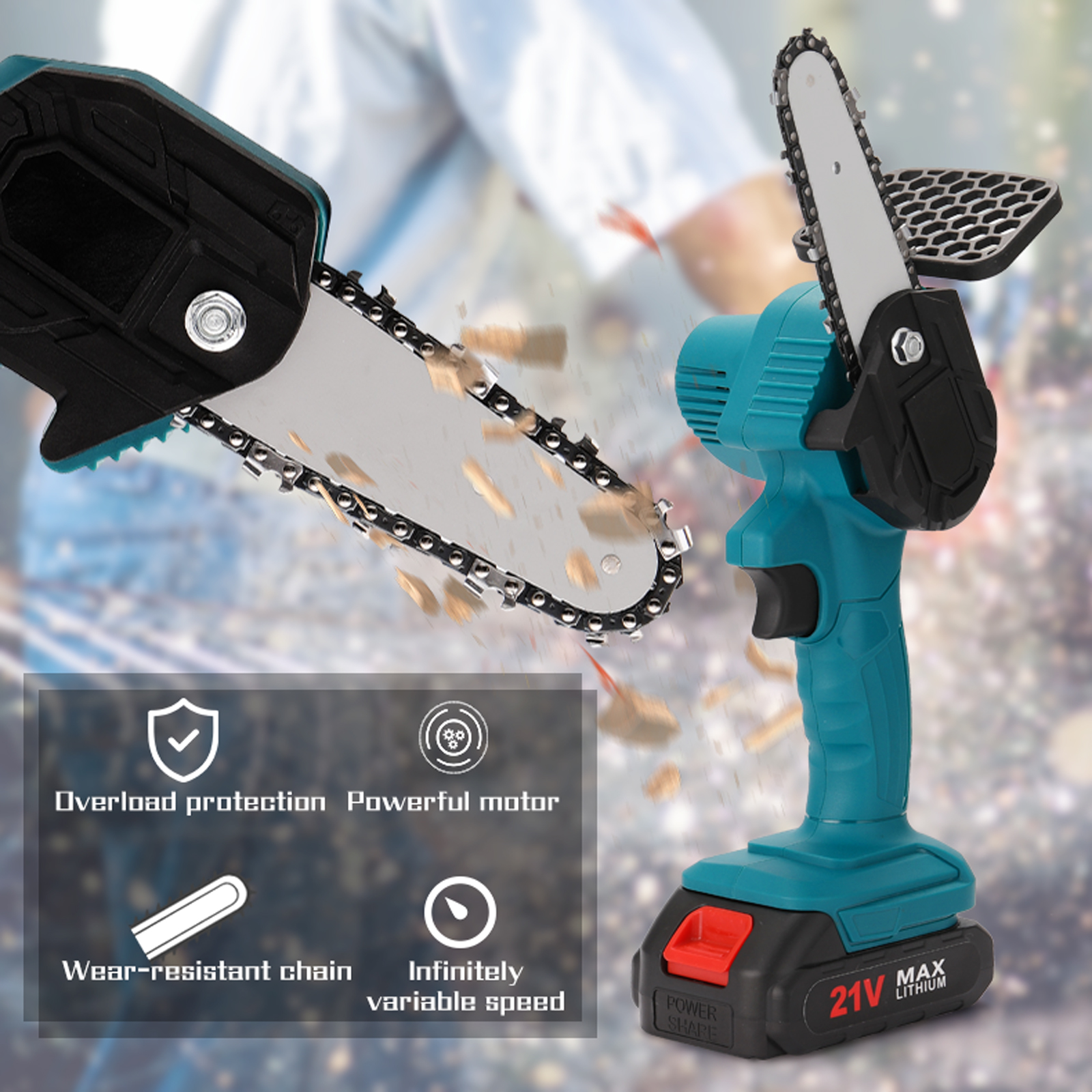 Portable Electric Pruning Saw Rechargeable Small Electric Saws Woodworking One-handed Electric Saw Garden Logging Mini Brushed Electric Chain Saw - image 2 of 6