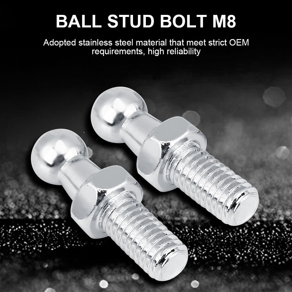 Broco 2 pcs Car Stainless Steel Ball Stud Bolt M8 for Gas Struts Ball Ended Bonnet