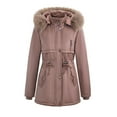 thumbnail image 2 of FRSASU Women's Fall/Winter Solid Color Warm Long Sleeve Hooded Loose Cotton Jacket Coat Pink XL(XL), 2 of 4