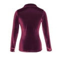 thumbnail image 5 of Penkiiy Women's Solid Button Down Long Sleeve Collar Velvet Shirt Blouse Top L Purple, 5 of 5