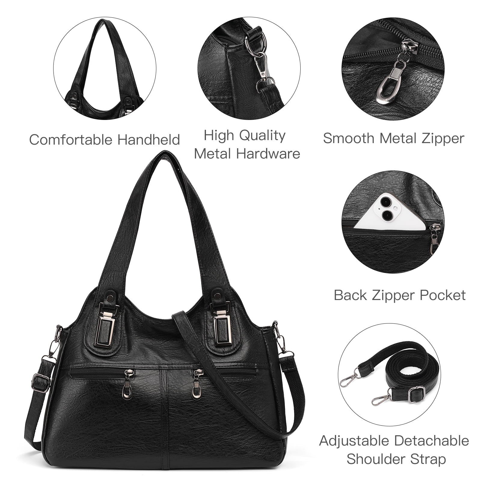 KALUNMA Hobo Bag for Women Crossbody Purse and Handbags Ladies Leather Shoulder Bags