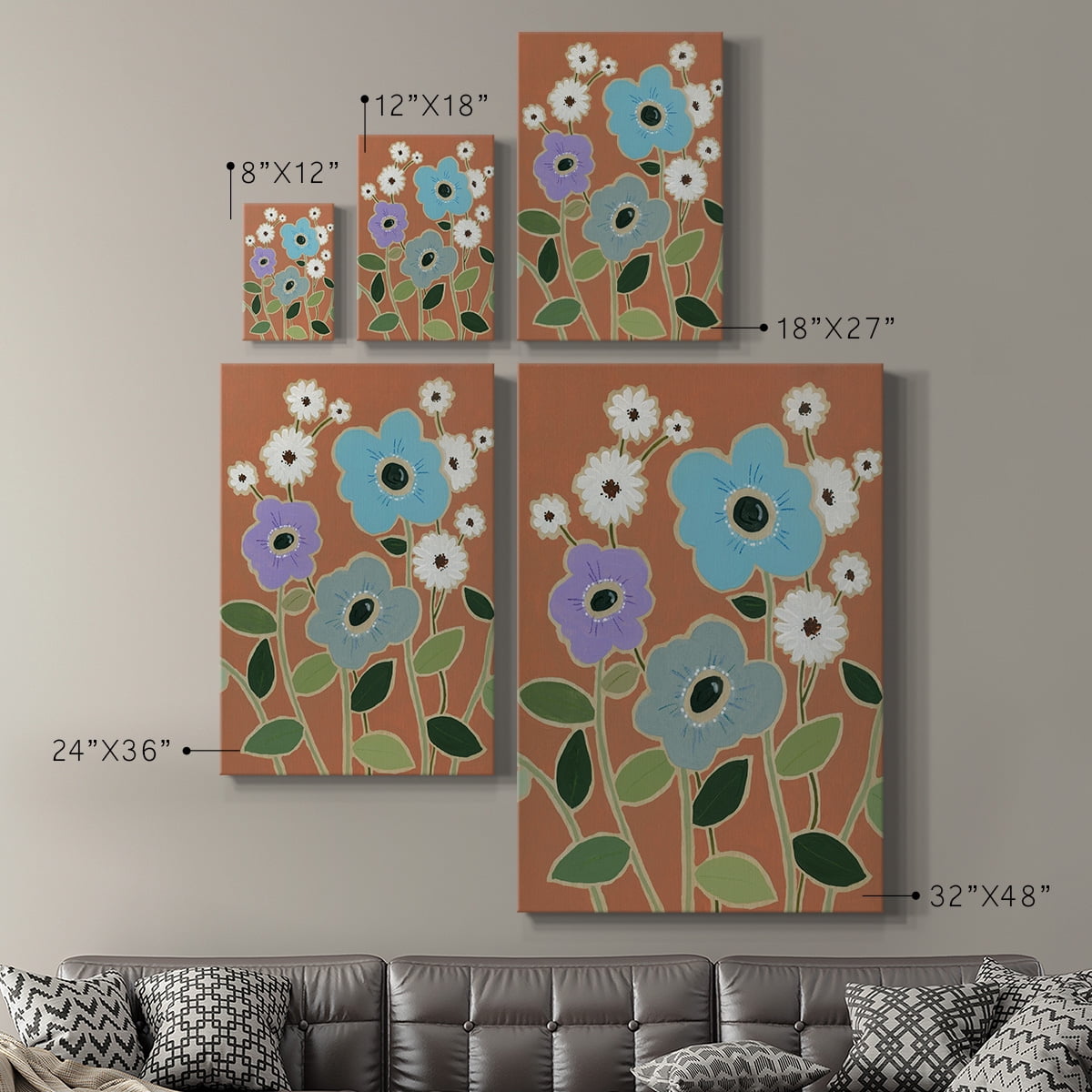 Woodblock Floral IV Premium Gallery Wrapped Canvas - Ready to Hang