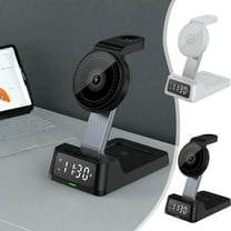 Extra Discounts,Wireless Charging Station with Digital Alarm Clock,15W Wireless Charger Stand for Multiple Devices, IOS and Android Compatibility, Convenient Desk Charging Comfortable Fit