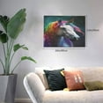 thumbnail image 2 of Gukieu Colorful Haired White Horse Print Horizontal Canvas Decorative Painting 12x16 Inch Shrinkage Resistant Frame Hanging Home Wall Art Decor, 2 of 6