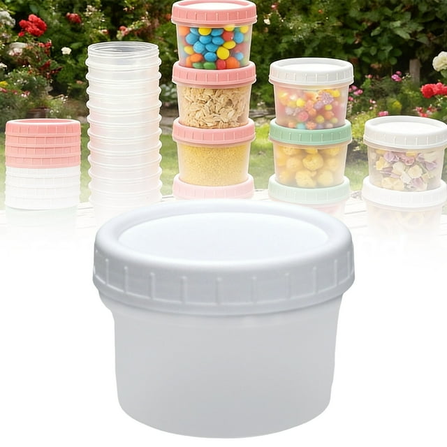 Plastic Containers with Lids, Storage Containers Reusable Dishwasher Freezer Airtight, Microwave Safe Takeout Jar