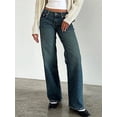 thumbnail image 3 of Pantalones vaqueros de pierna ancha para mujer, Vaqueros holgados de cintura baja y pierna ancha, ropa de calle informal Vintage para novio, Y2K, 3 of 5