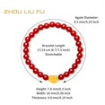thumbnail image 4 of Zhou Liu Fu 24K Solid Gold Ruyi Charm Red Agate Bracelet - 6mm Beaded Healing Bracelet with Chinese FU Character for Good Fortune & Luck, 4 of 10