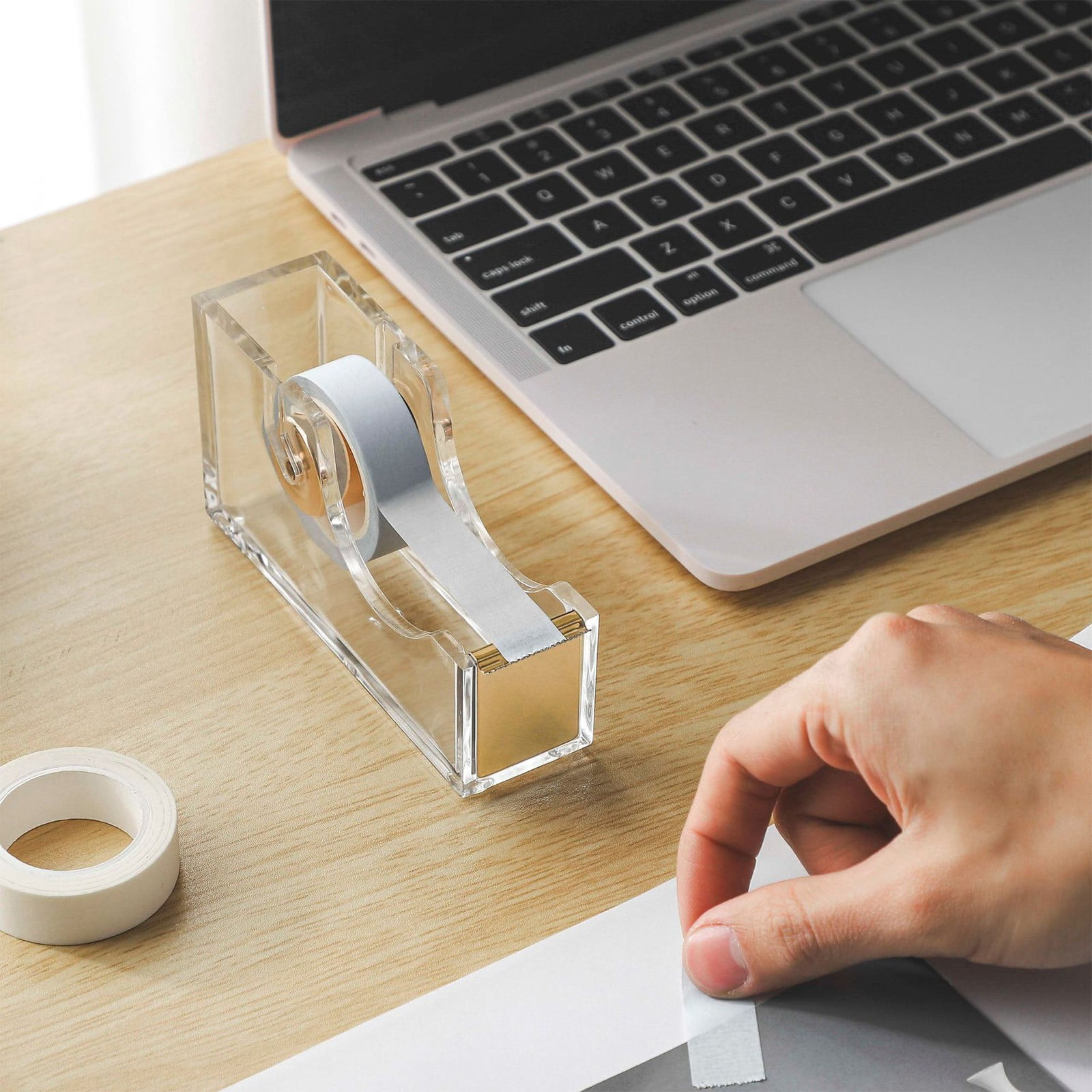 Horivan Tape Dispenser with Antiskid Base and Smooth Roller for Office Home Use, Cutter for Adhesive Tape up to 25mm Width, Efficient Desktop Tape Holder