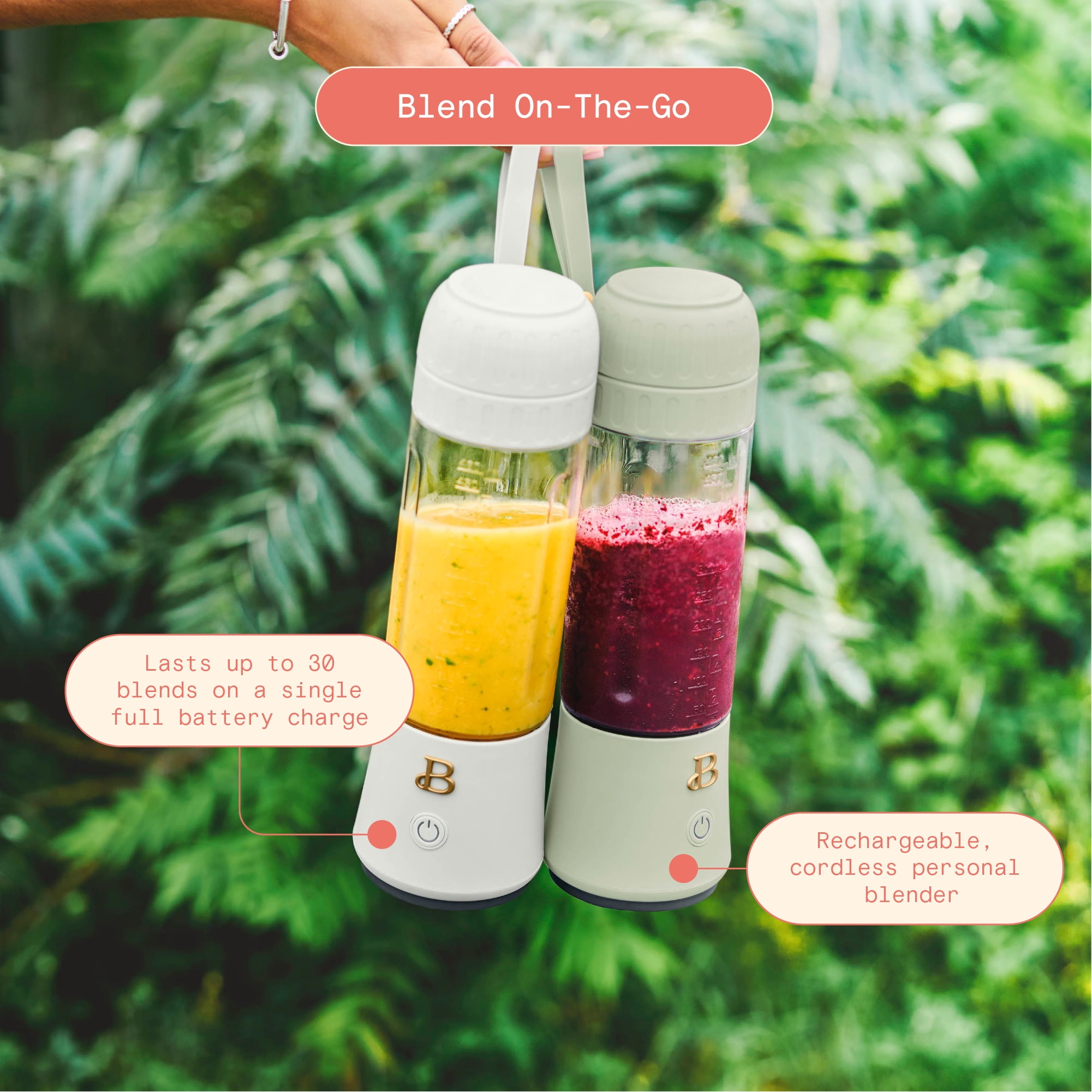Beautiful Portable to-Go Blender 2.0, 70 W, 16 oz, White Icing by Drew Barrymore