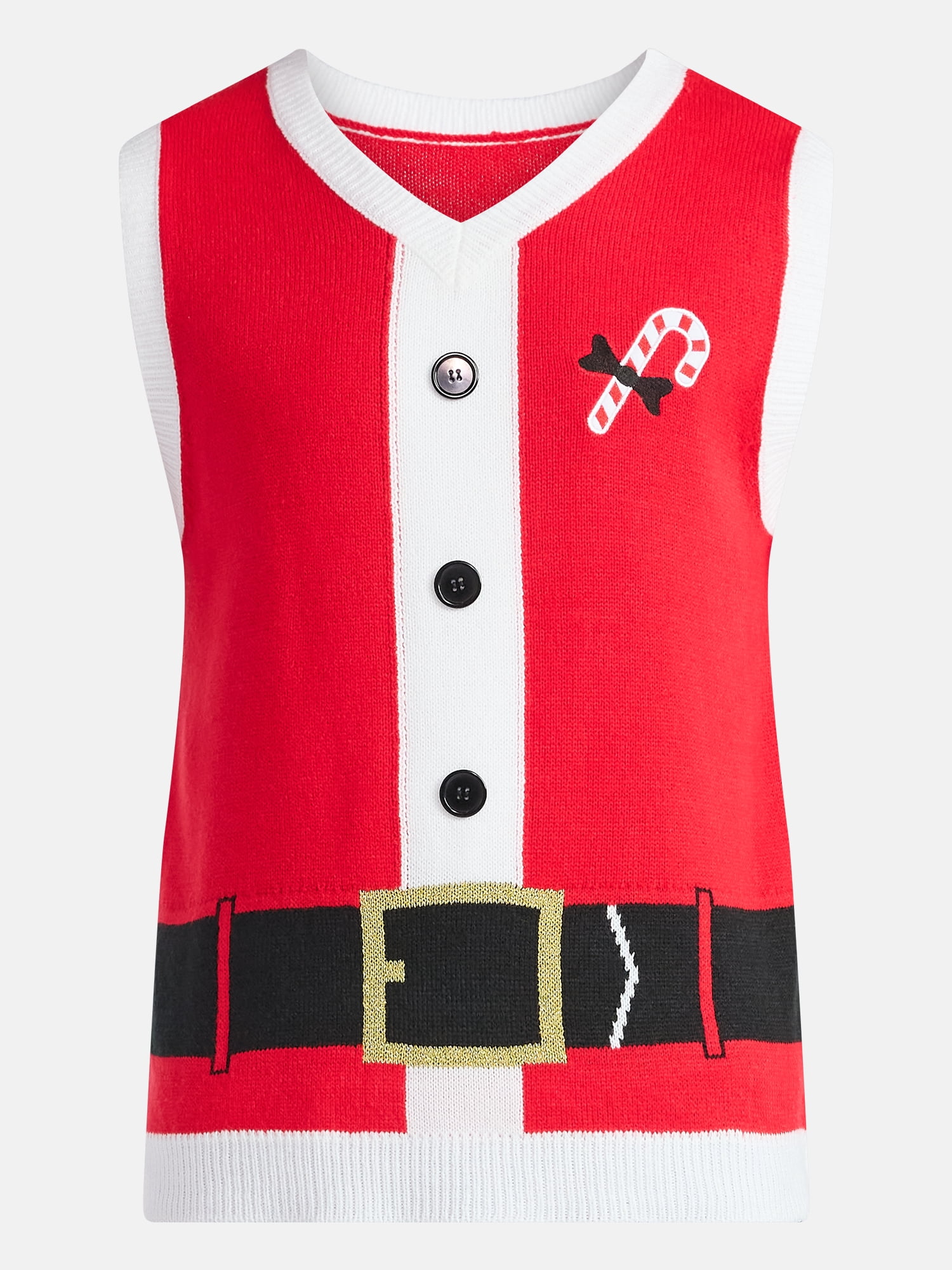 Jollidays Men's V Neck Santa Holiday Sweater Vest, Sizes S-3XL