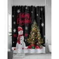thumbnail image 5 of Fsddascl Merry Christmas Shower Curtain Set - Standard 72" x 72" Washable Bathtub Curtain with 12 Hooks, Cute Snowman Xmas Pine Tree Snowflakes Black Waterproof Fabric Shower Curtains for Bathroom, 5 of 6