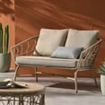 thumbnail image 3 of Furniture of America Brown Faux Leather Loveseat – Plush Pillow Top Arms, Modern Transitional Style, 3 of 13