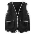 thumbnail image 4 of aohooy Vest for Women Lightweight Plus Size Faux Shearling Button Sherpa Vests Winter Fleece Sleeveless Teddy Coat Gilet with Pockets Black,XXXXL, 4 of 5