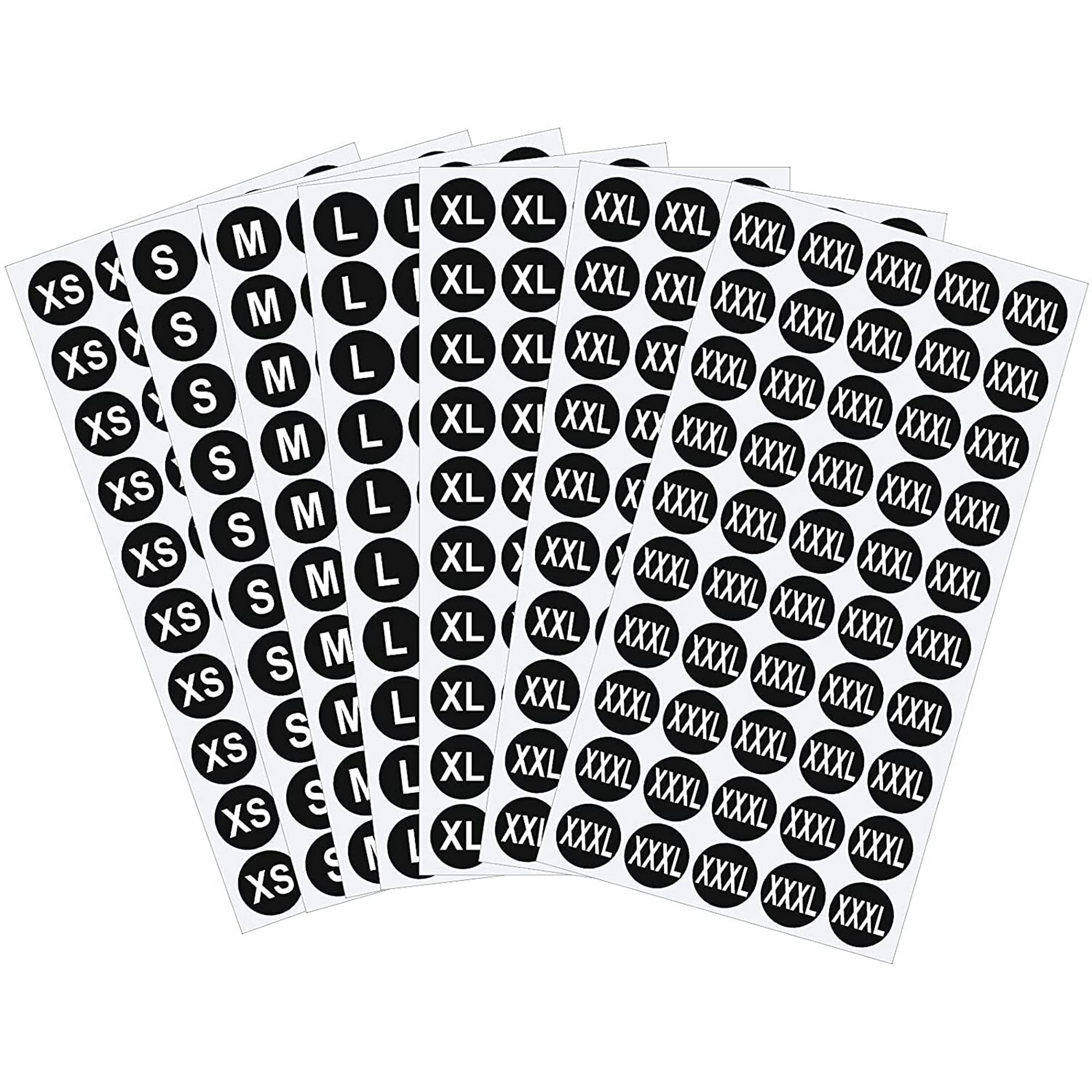 Clothing size stickers