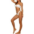 thumbnail image 4 of Women's Bandeau Bikini Sets, Ribbed Bowknot Strapless with Bottoms 2 Piece Swimwear Bathing Suit Swimsuit Small White, 4 of 5