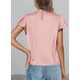 thumbnail image 2 of PRETTYGARDEN Business Casual Tops for Women Blouses Summer Short Sleeve Ruffle Satin Work Office Attire, 2 of 7