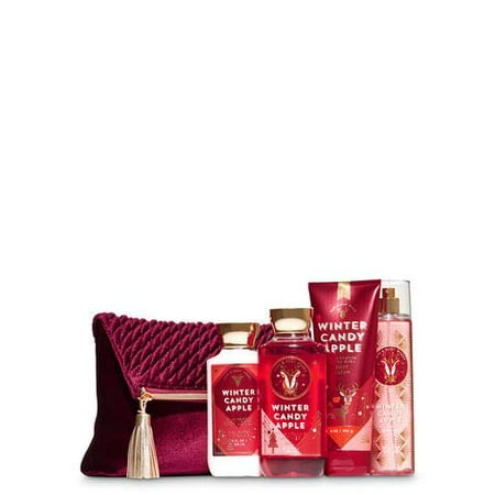 Bath And Body Works Winter Candy Apple Holiday Traditions Cosmetic Bag Gift Set Body Lotion Body Cream Fragrance Mist And Shower Gel Full Size