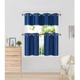 thumbnail image 3 of Gorgeous Home Linen Kitchen Window Curtains 3 Pieces Set, Lined Blackout Tier and Valance Set, 58W x 14L (1 Panel) + 28W x 24L (2 Panels) k7 Royal Blue, 3 of 5