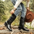 thumbnail image 2 of Men's Western Cowboy Boots-Mid-Cylinder Embroidered Pointed Square Toe Chunky Block Heel Retro Wide Calf Boots-Traditional Country Boot, 2 of 6