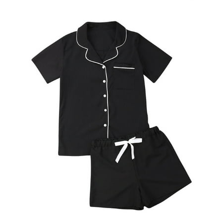 

Tretra Women s Short Sleeve Sleepwear Button Down Solid Cotton 2 Piece Pajama Set