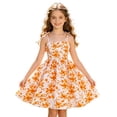 thumbnail image 2 of Girls Summer Dresses Flowy Tierless A-Line Bow Detail Spaghetti Strap Casual Beach Sundress Orange 11-12 Years, 2 of 8