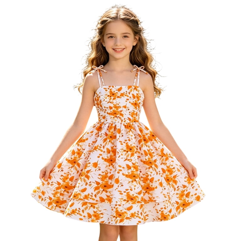 fit and flare dress age appropriate Enjocho Girls Flared A-Line Dress Sleeveless Solid Color Casual Pary Dress for Kids Twirl Long Dress Age 4-12 Years Tight Fitting Stretcy Daily Wear,