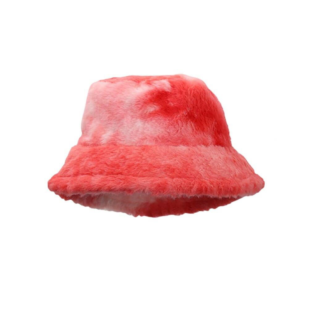 Kangol Faux Fur Bucket Hat in Red Womens Hats Kangol Hats 