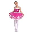 thumbnail image 1 of Hansber Robe Tutu de Danse pour Filles Enfants Paillettes Jazz Fête Danse Costume de Performance Rose Vif 16, 1 of 7