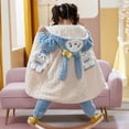 thumbnail image 5 of Pijama de peluche Kawaii para padres e hijos, Hello Kitty, Anime, Sanrio, Cinnamoroll, Kuromi, otoño e invierno, para niñas, albornoz cálido para el hogar, 5 of 5