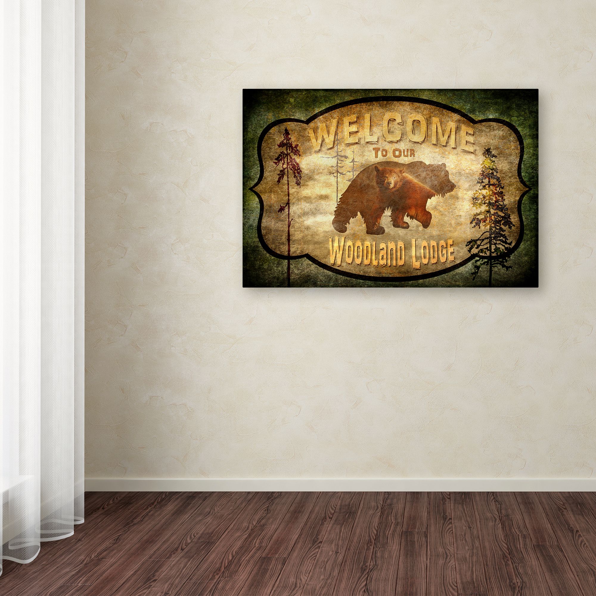 Trademark Fine Art 'Welcome Lodge Bear' Canvas Art by LightBoxJournal