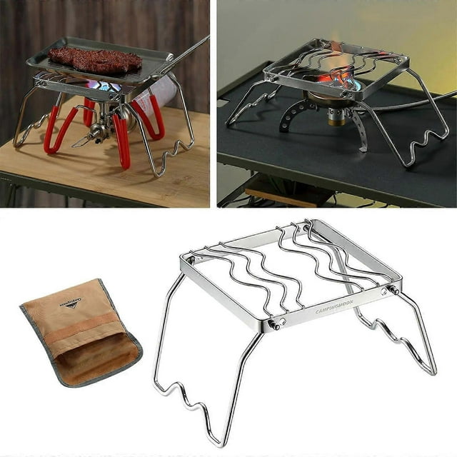 Outdoor Hiking Portable Burner Stand Folding Campfire Grill Stainless Stove Camping Alcohol Stove Stand Rack Pot Holder