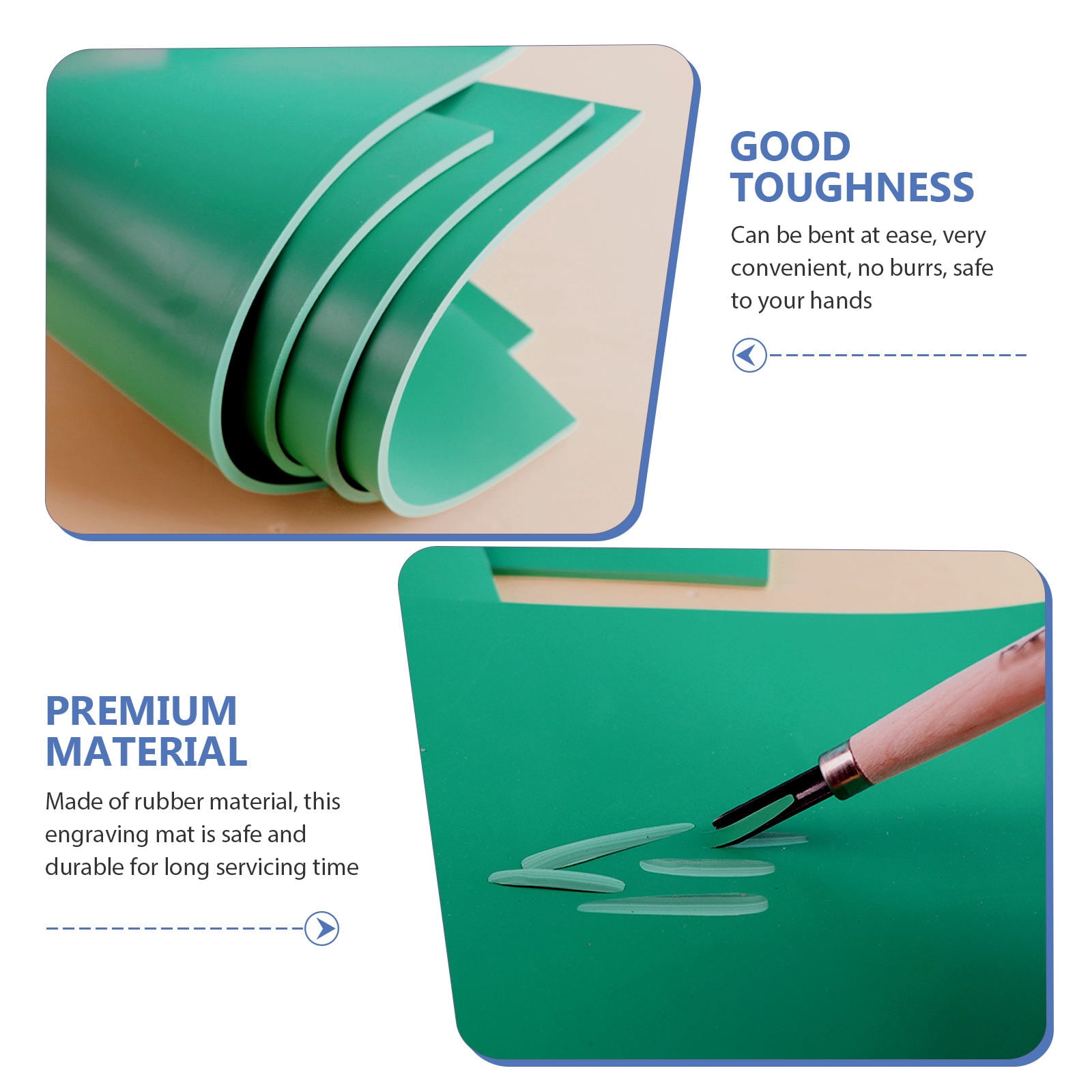 WRISTBIQUE 10Pcs Bendable Green Rubber Cutting Mats for Various Craft Projects and Table Protection