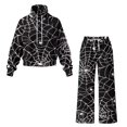 thumbnail image 5 of Glofpot Women Turtleneck 2 Piece Outfit, Sweatshirt Matching Lounge Sets Mock Neck Tracksuit Wide Leg Sweatpants, Women Everyday Loungewear, Drawstring Sportswear, Matching Lounge Sets, Spider Web, 5 of 7