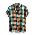 thumbnail image 2 of Leesechin Mens Short Sleeve Cotton Casual Plaid Button Down Shirts Work Slim Fit Western Dress Shirt for Men, 2 of 9