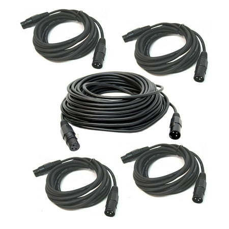 Pro Pin Specs - DJ Pro Lighting (4) 15 Foot & (1) 50 Foot 3 Pin Male to Female Light DMX Cable