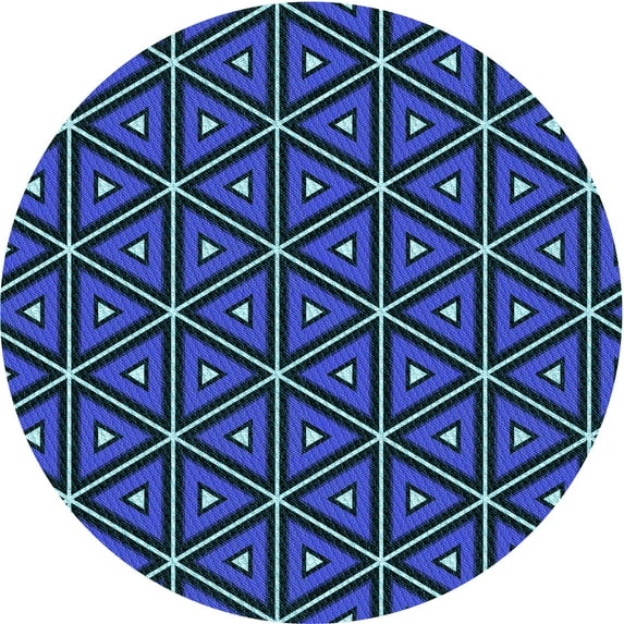 Ahgly Company Machine Washable Indoor Round Transitional Silk Blue Area Rugs, 6' Round