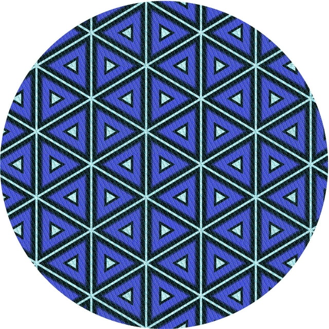 Ahgly Company Tapis Rond Lavable en Machine Intérieur Transitionnel Soie Bleu, 3 Pieds Rond