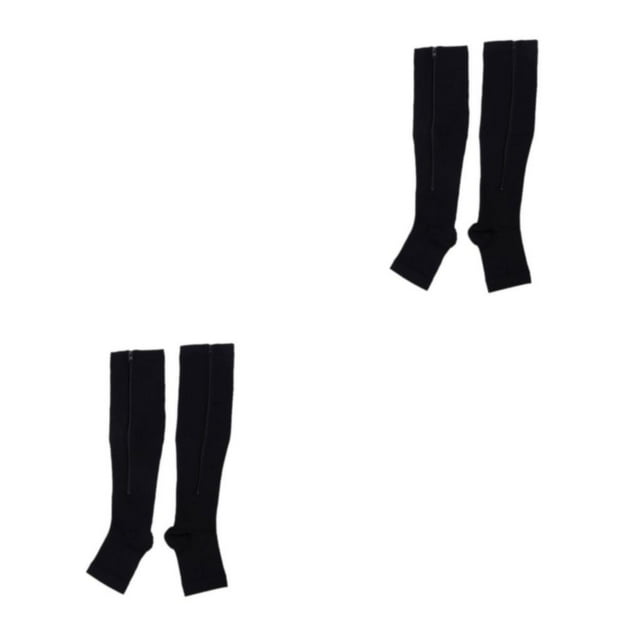 Maytalsory Breathable Zippered Compression Socks Performance With Maximum Comfort black S/M 2Set
